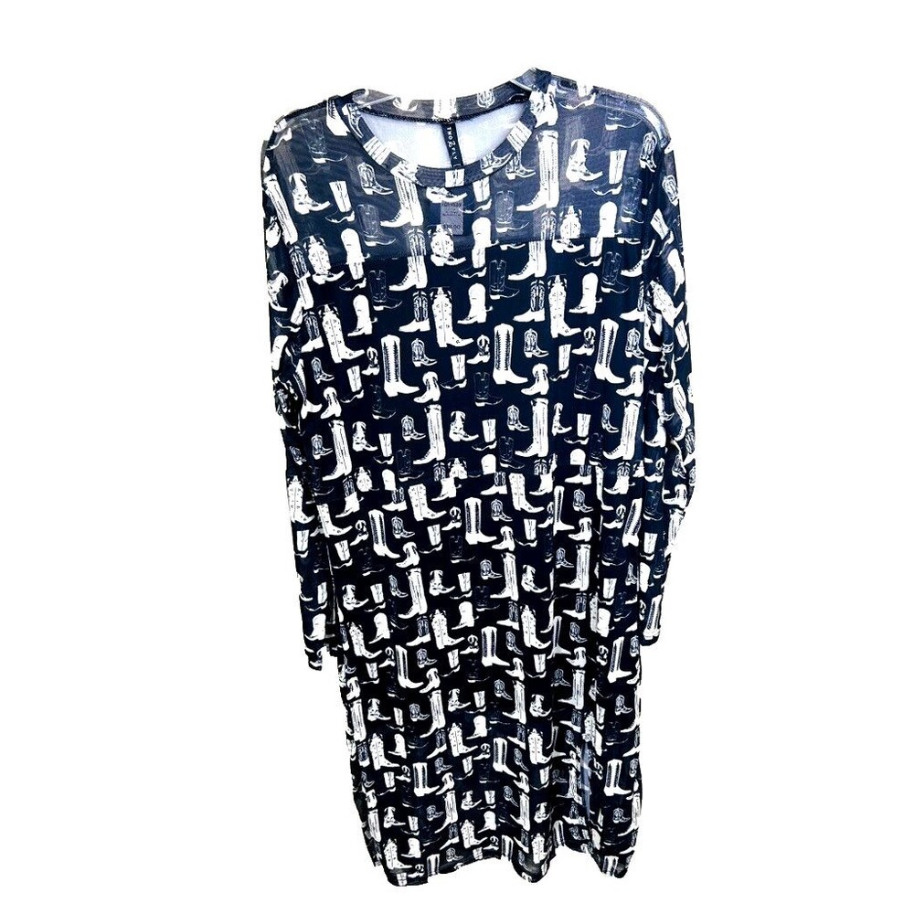 Two2Fly womens Boot Dress XL Black & White Maxi Dress for the Country Gal